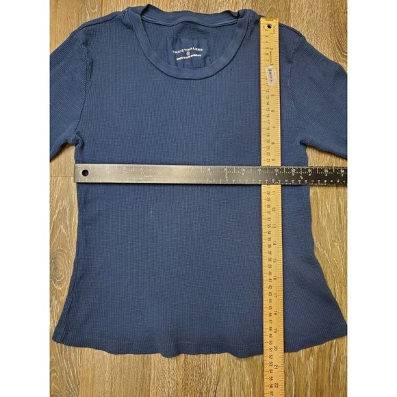 Christina Lehr Women's Size 2 Top Navy Waffle Long Sleeve T Shirt Lightweight - Picture 5 of 12